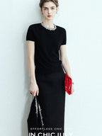 chicjuly Sequin Embellished Knit Cardigan Women's Cashmere Wool Short Sleeve T-shirts
