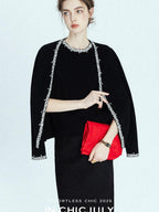 chicjuly Sequin Embellished Knit Cardigan Women's Cashmere Wool Short Sleeve T-shirts