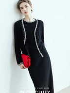 chicjuly Sequin Embellished Knit Cardigan Women's Cashmere Wool Short Sleeve T-shirts