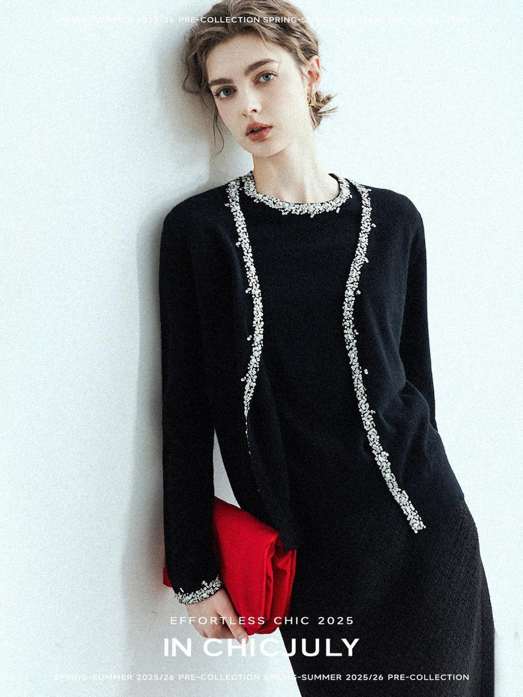 chicjuly Sequin Embellished Knit Cardigan Women's Cashmere Wool Short Sleeve T-shirts