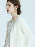 chicjuly Sequin Embellished Knit Cardigan Women's Cashmere Wool Short Sleeve T-shirts