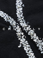 chicjuly Sequin Embellished Knit Cardigan Women's Cashmere Wool Short Sleeve T-shirts
