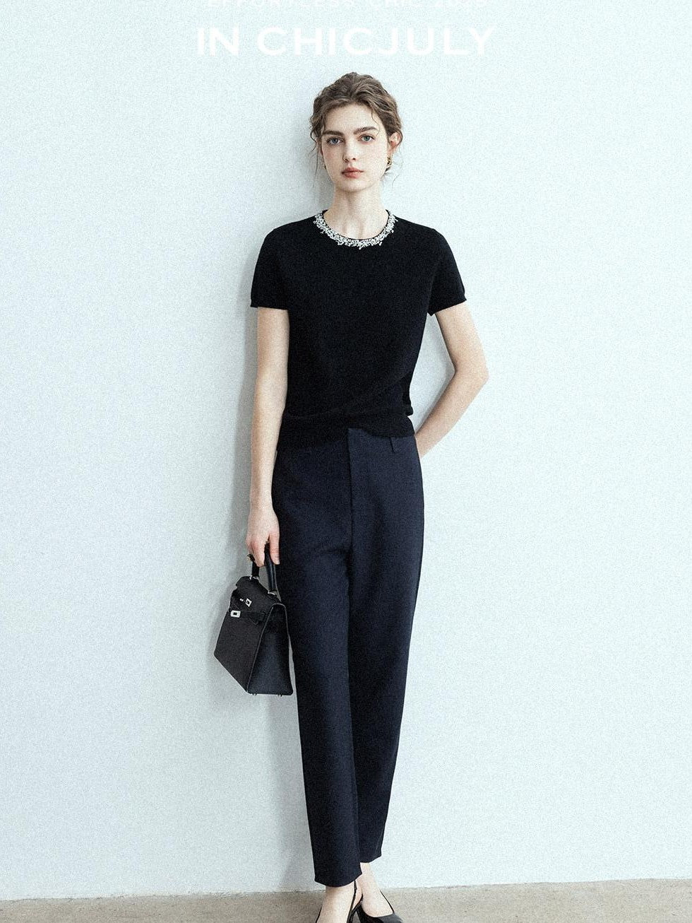 chicjuly Sequin Embellished Knit Cardigan Women's Cashmere Wool Short Sleeve T-shirts