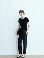 chicjuly Sequin Embellished Knit Cardigan Women's Cashmere Wool Short Sleeve T-shirts