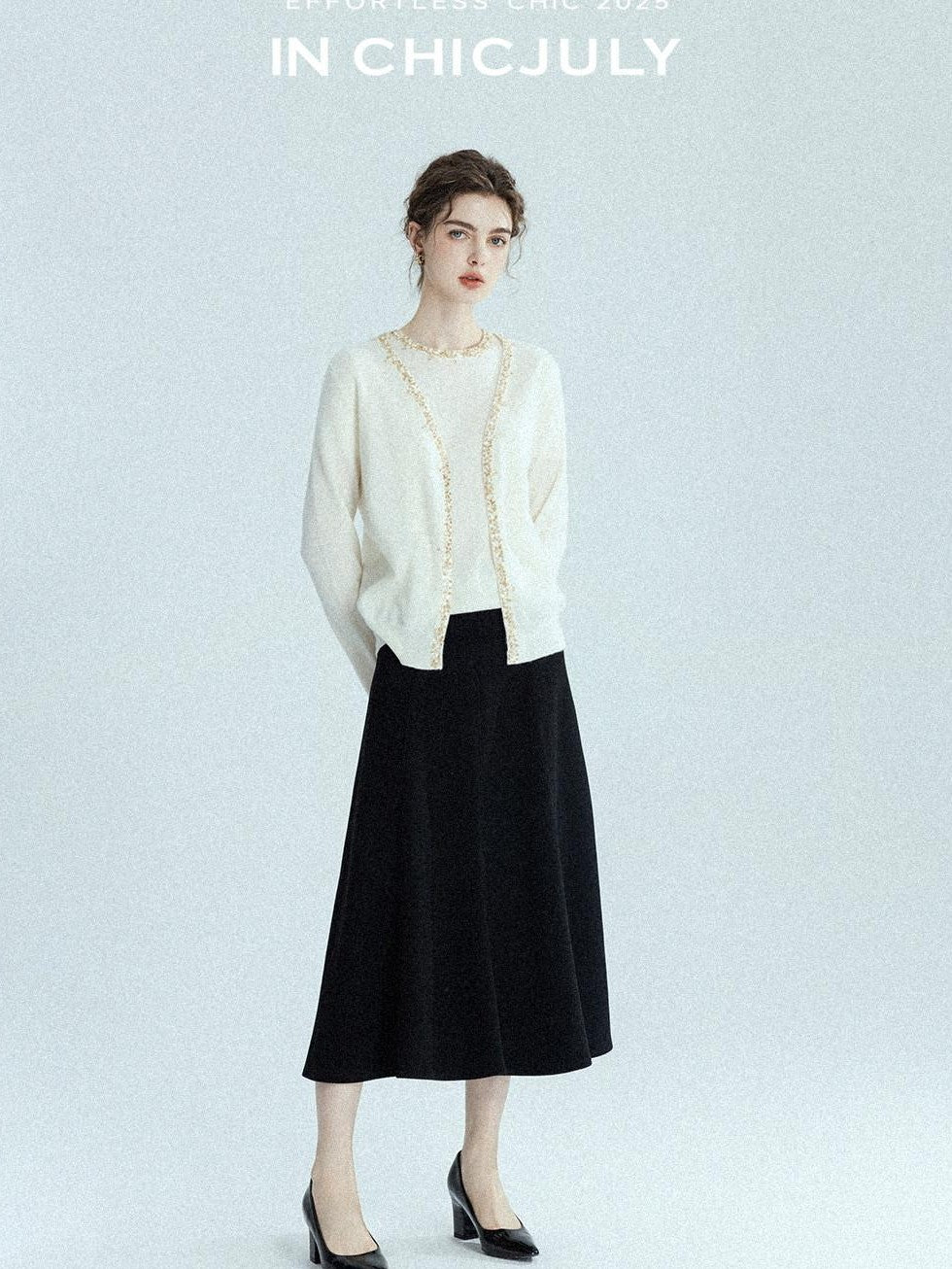 chicjuly Sequin Embellished Knit Cardigan Women's Cashmere Wool Short Sleeve T-shirts