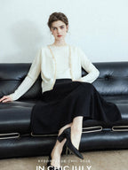 chicjuly Sequin Embellished Knit Cardigan Women's Cashmere Wool Short Sleeve T-shirts