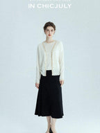 chicjuly Sequin Embellished Knit Cardigan Women's Cashmere Wool Short Sleeve T-shirts