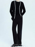 chicjuly Sequin Embellished Knit Cardigan Women's Cashmere Wool Short Sleeve T-shirts
