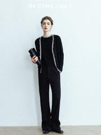 chicjuly Sequin Embellished Knit Cardigan Women's Cashmere Wool Short Sleeve T-shirts