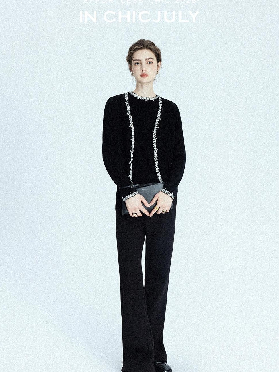 chicjuly Sequin Embellished Knit Cardigan Women's Cashmere Wool Short Sleeve T-shirts