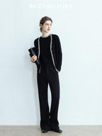 chicjuly Sequin Embellished Knit Cardigan Women's Cashmere Wool Short Sleeve T-shirts