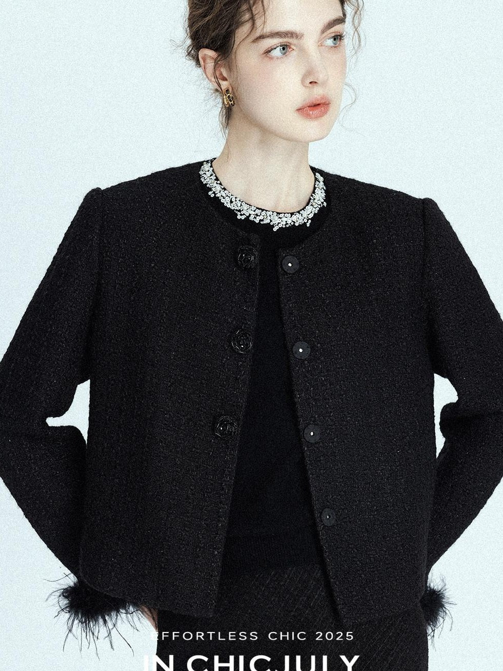 chicjuly Sequin Embellished Knit Cardigan Women's Cashmere Wool Short Sleeve T-shirts