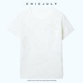 chicjuly Sequin Embroidered Floral Drop Shoulder Women's Linen Silk Short Sleeve T-shirts 1059974868695