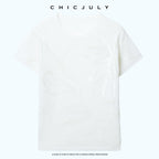 chicjuly Sequin Embroidered Floral Drop Shoulder Women's Linen Silk Short Sleeve T-shirts 1059974868695