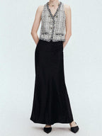 chicjuly Shimmering Bias Cut Fishtail Women's Double Face Tri Acetate Satin Maxi Skirts