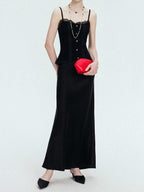 chicjuly Shimmering Bias Cut Fishtail Women's Double Face Tri Acetate Satin Maxi Skirts