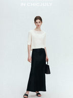 chicjuly Shimmering Bias Cut Fishtail Women's Double Face Tri Acetate Satin Maxi Skirts