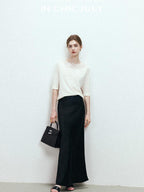 chicjuly Shimmering Bias Cut Fishtail Women's Double Face Tri Acetate Satin Maxi Skirts