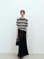 chicjuly Shimmering Bias Cut Fishtail Women's Double Face Tri Acetate Satin Maxi Skirts