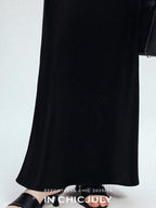 chicjuly Shimmering Bias Cut Fishtail Women's Double Face Tri Acetate Satin Maxi Skirts