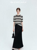 chicjuly Shimmering Bias Cut Fishtail Women's Double Face Tri Acetate Satin Maxi Skirts