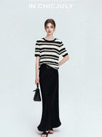 chicjuly Shimmering Bias Cut Fishtail Women's Double Face Tri Acetate Satin Maxi Skirts