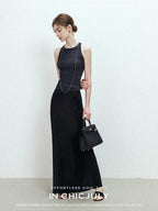 chicjuly Shimmering Bias Cut Fishtail Women's Double Face Tri Acetate Satin Maxi Skirts
