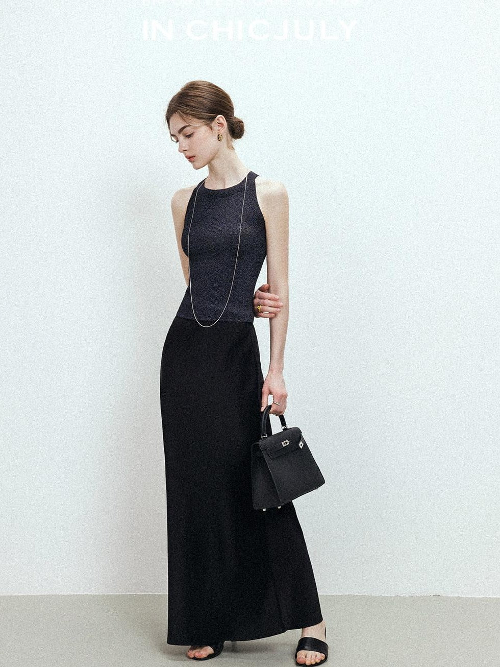 chicjuly Shimmering Bias Cut Fishtail Women's Double Face Tri Acetate Satin Maxi Skirts