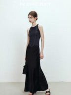 chicjuly Shimmering Bias Cut Fishtail Women's Double Face Tri Acetate Satin Maxi Skirts
