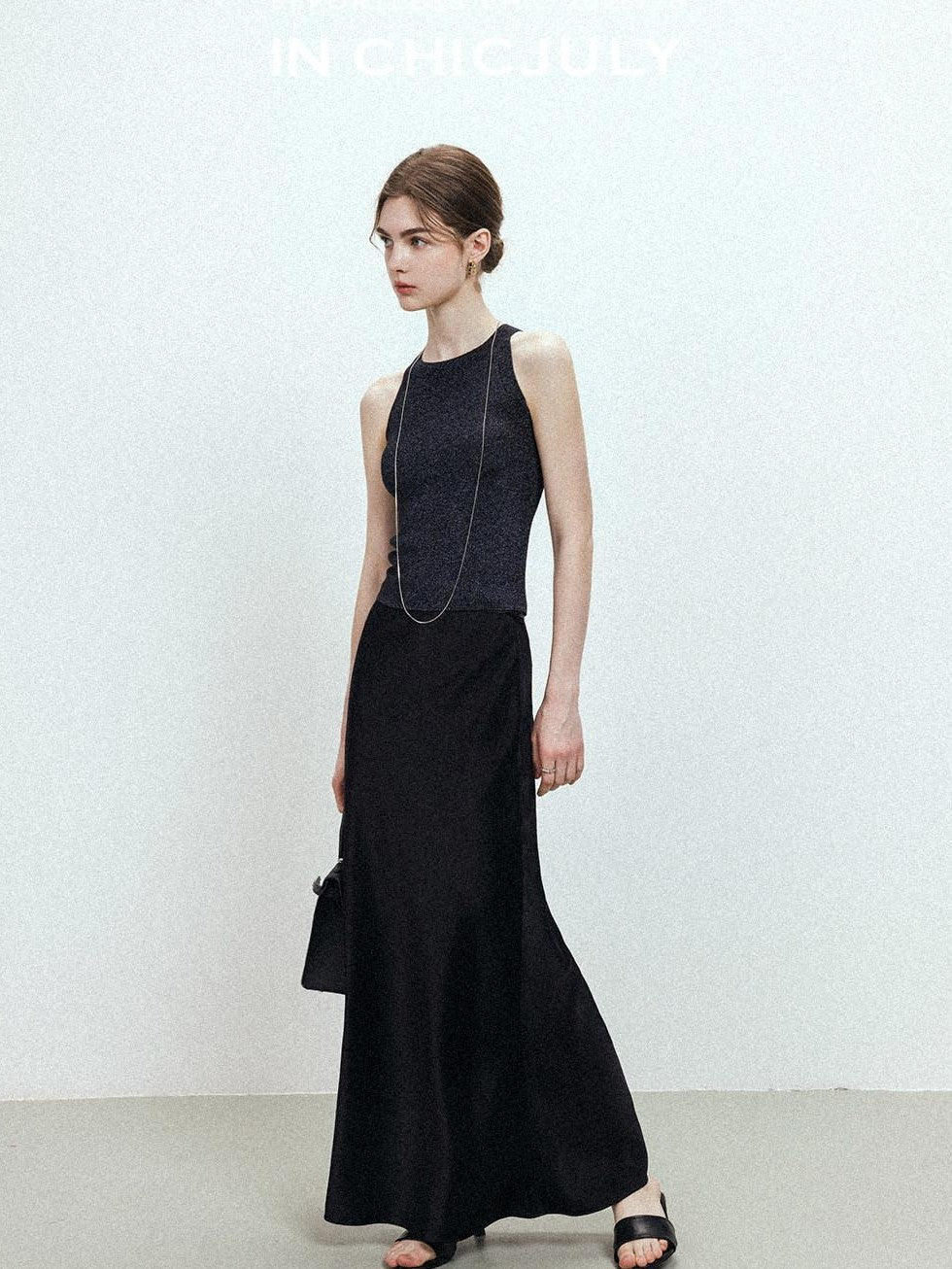 chicjuly Shimmering Bias Cut Fishtail Women's Double Face Tri Acetate Satin Maxi Skirts
