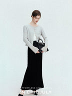 chicjuly Shimmering Bias Cut Fishtail Women's Double Face Tri Acetate Satin Maxi Skirts