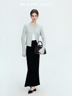 chicjuly Shimmering Bias Cut Fishtail Women's Double Face Tri Acetate Satin Maxi Skirts