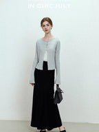 chicjuly Shimmering Bias Cut Fishtail Women's Double Face Tri Acetate Satin Maxi Skirts