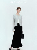 chicjuly Shimmering Bias Cut Fishtail Women's Double Face Tri Acetate Satin Maxi Skirts