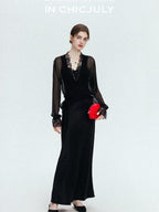 chicjuly Shimmering Bias Cut Fishtail Women's Double Face Tri Acetate Satin Maxi Skirts