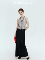 chicjuly Shimmering Bias Cut Fishtail Women's Double Face Tri Acetate Satin Maxi Skirts
