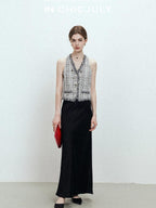 chicjuly Shimmering Bias Cut Fishtail Women's Double Face Tri Acetate Satin Maxi Skirts