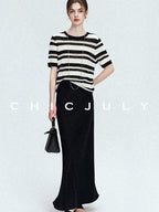 chicjuly Shimmering Bias Cut Fishtail Women's Double Face Tri Acetate Satin Maxi Skirts