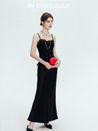 chicjuly Shimmering Bias Cut Fishtail Women's Double Face Tri Acetate Satin Maxi Skirts