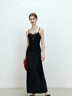 chicjuly Shimmering Bias Cut Fishtail Women's Double Face Tri Acetate Satin Maxi Skirts