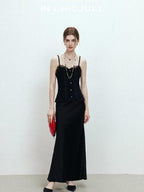 chicjuly Shimmering Bias Cut Fishtail Women's Double Face Tri Acetate Satin Maxi Skirts