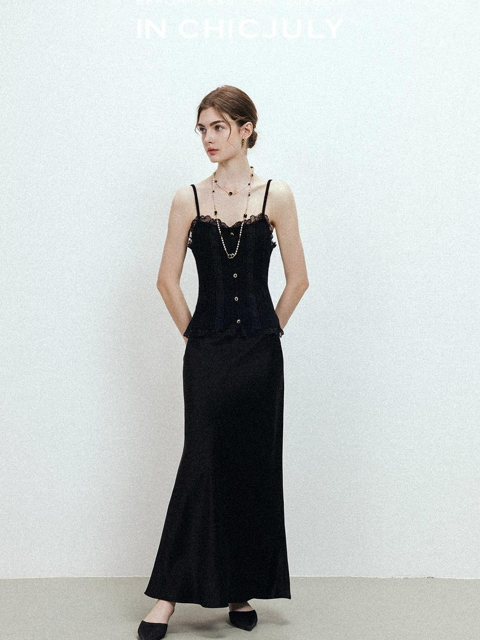 chicjuly Shimmering Bias Cut Fishtail Women's Double Face Tri Acetate Satin Maxi Skirts