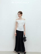 chicjuly Shimmering Bias Cut Fishtail Women's Double Face Tri Acetate Satin Maxi Skirts