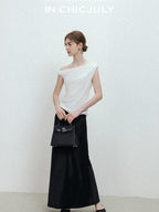 chicjuly Shimmering Bias Cut Fishtail Women's Double Face Tri Acetate Satin Maxi Skirts