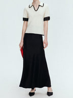 chicjuly Shimmering Bias Cut Fishtail Women's Double Face Tri Acetate Satin Maxi Skirts