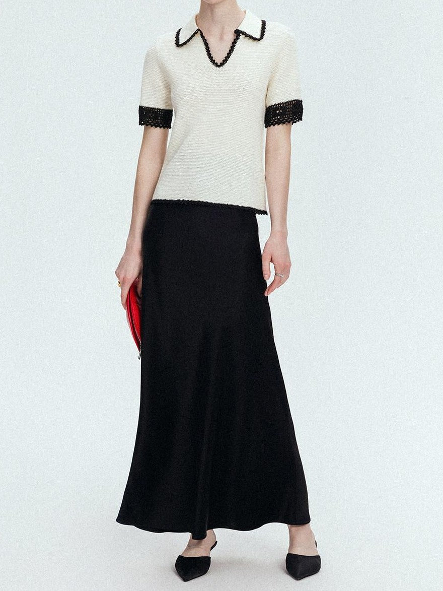 chicjuly Shimmering Bias Cut Fishtail Women's Double Face Tri Acetate Satin Maxi Skirts