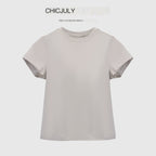 chicjuly Silky Sheen Breathable Round And V-neck Women's Cotton Short Sleeve T-shirts 917191686064