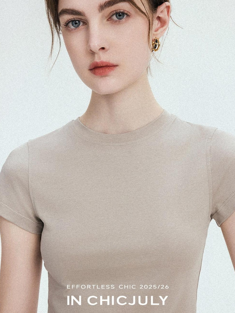 chicjuly Silky Sheen Breathable Round And V-neck Women's Cotton Short Sleeve T-shirts