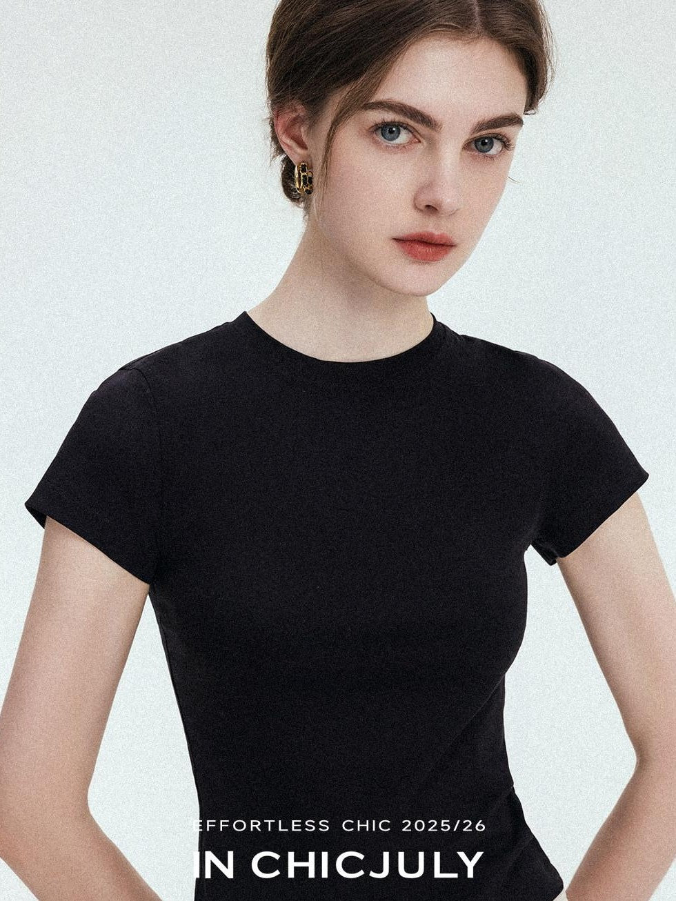 chicjuly Silky Sheen Breathable Round And V-neck Women's Cotton Short Sleeve T-shirts