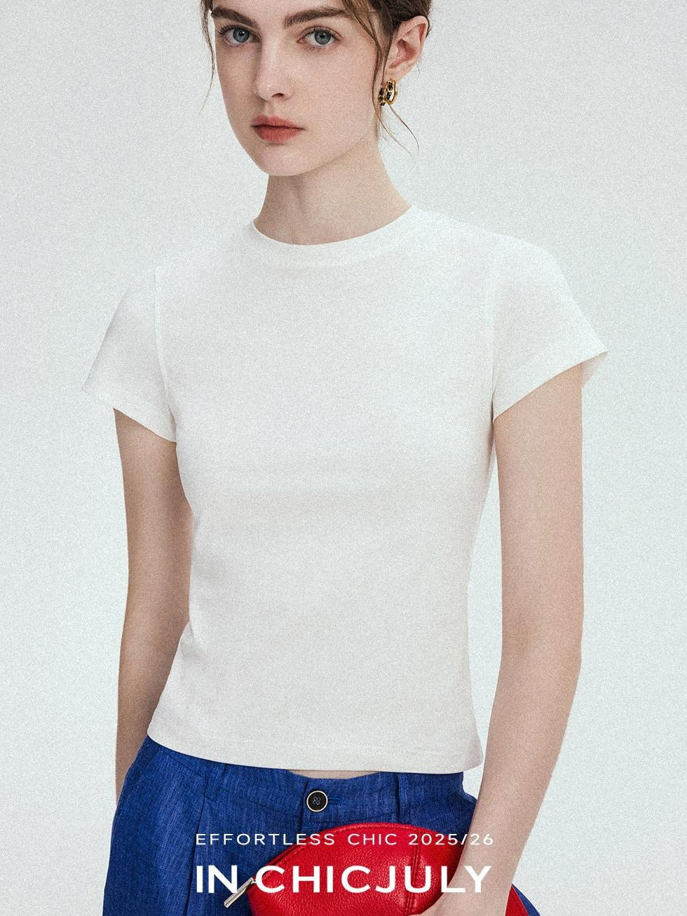 chicjuly Silky Sheen Breathable Round And V-neck Women's Cotton Short Sleeve T-shirts